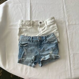 Bundle 2 SO Distressed Denim girl Shorts size 7 and white shorts size 8